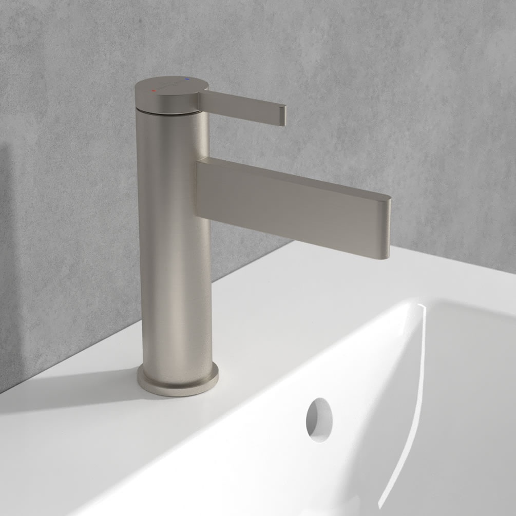 Lifestyle image of Villeroy & Boch Dawn Brushed Nickel Basin Mono Tap